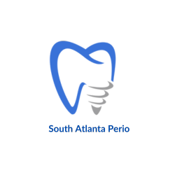 Dental logo for South Atlanta Perio, featuring a tooth with an implant graphic.